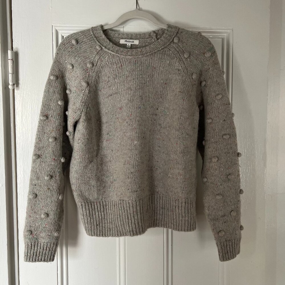 Madewell Palmroy Bobble Sleeve Pullover Sweater – Grey Multi Color